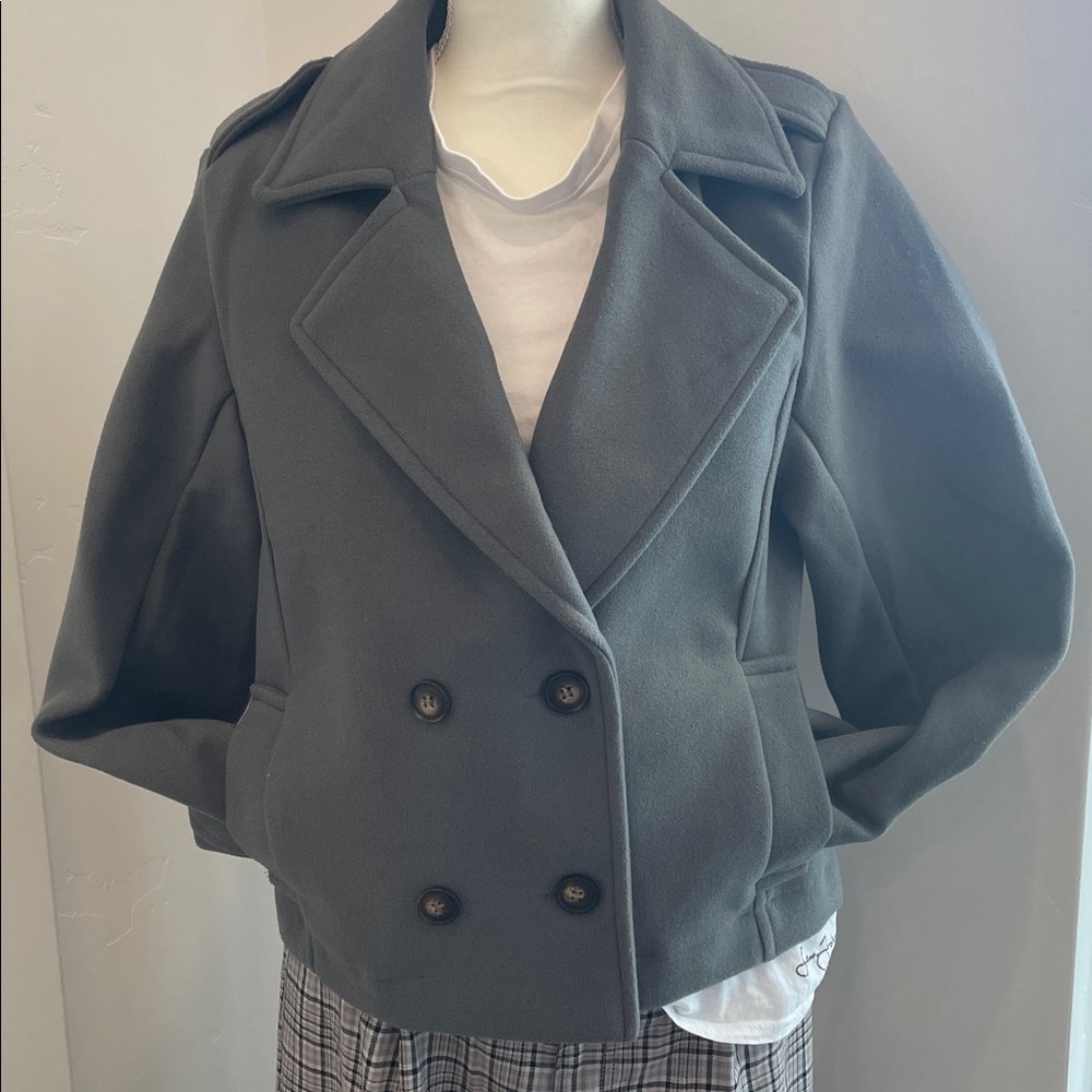 Love Tree Double Breasted Cropped Fleece Jacket.  Accent Buttons. Gently Used.